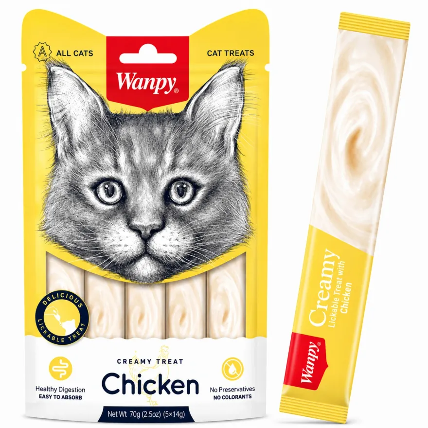 Ласощі для котів Wanpy Creamy Treat Кремовий мус з куркою 5*14 г