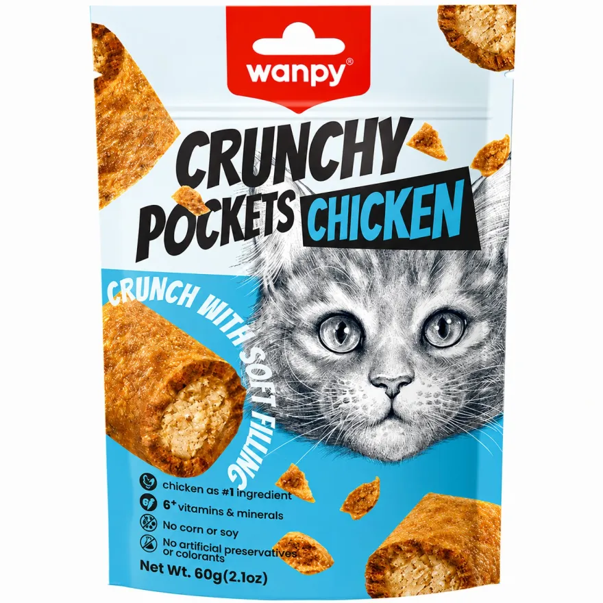 Ласощі для котів Wanpy Crunchy Pockets Chicken Подушечки з куркою 60 г