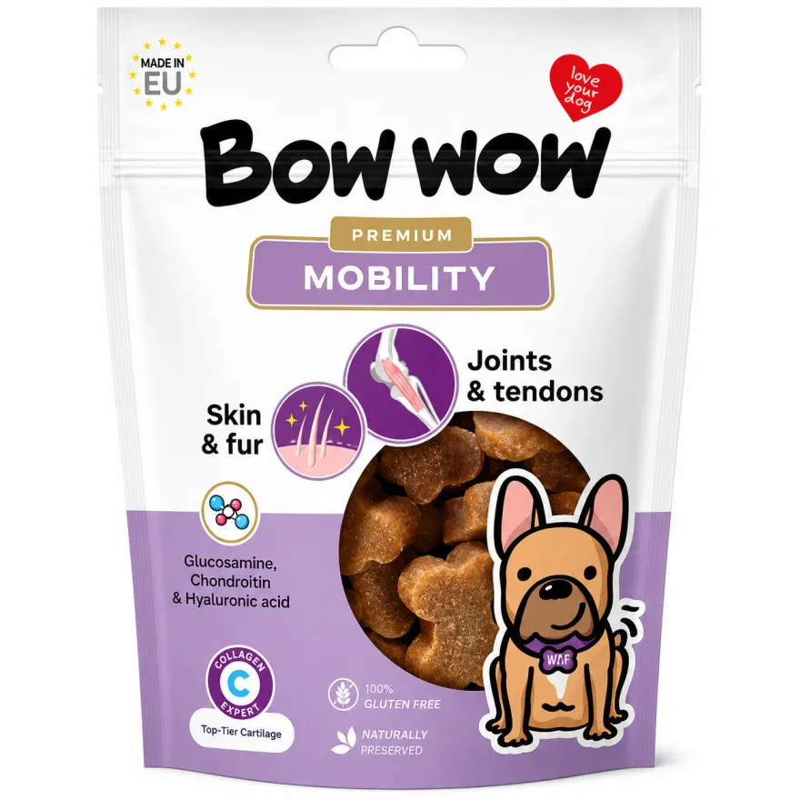 Ласощі для собак Bow Wow Mobility Снеки для підтримки здоров'я суглобів 60 г Ласощі для собак Bow Wow Mobility Снеки для підтримки здоров'я суглобів 60 г