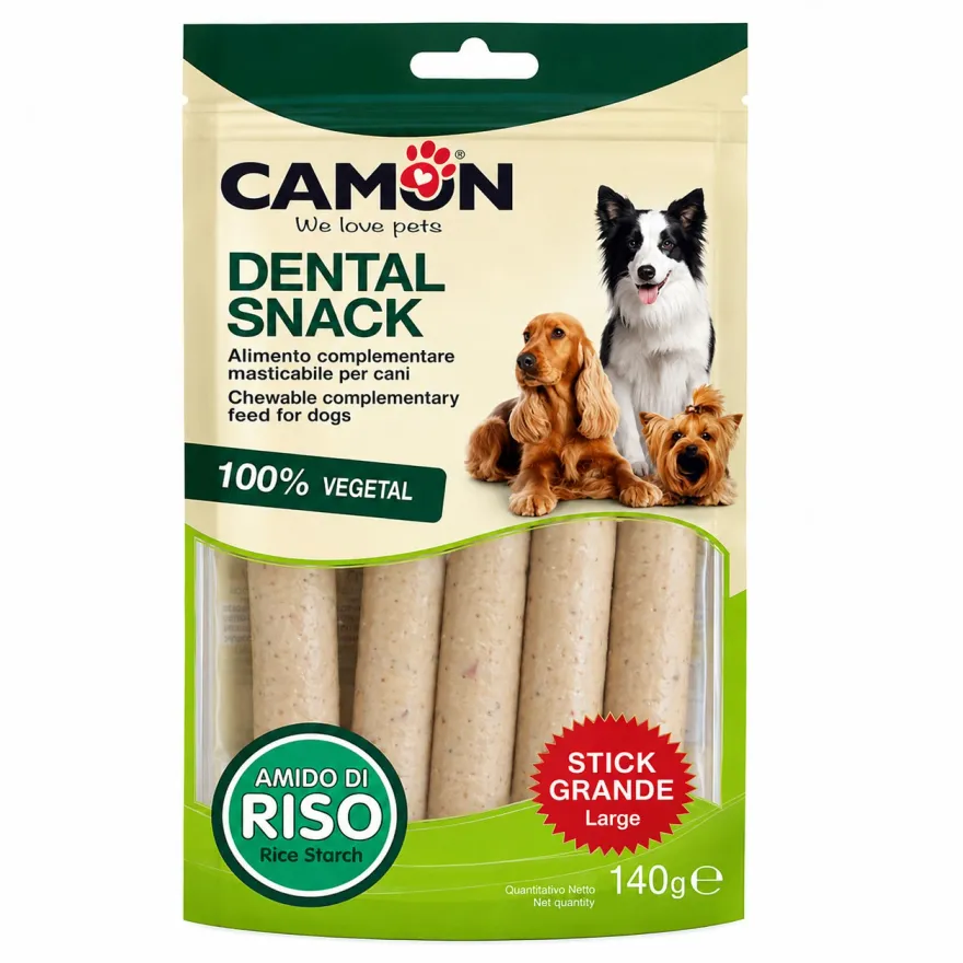 Ласощі для собак Camon Dental Snak Vegetal Овочеві палички з рисовим крохмалем L 13*1,5 см 5 шт 140 г