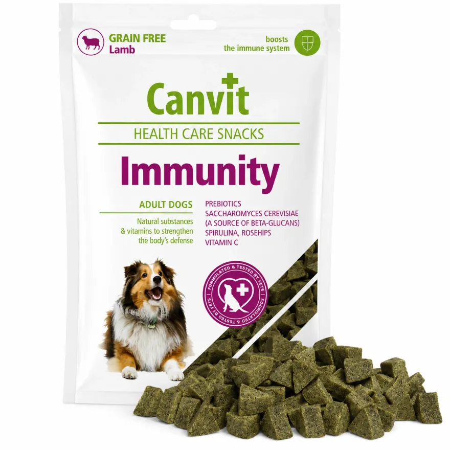 Ласощі для собак Canvit Immunity для зміцнення імунітету, снеки з ягням 200 г