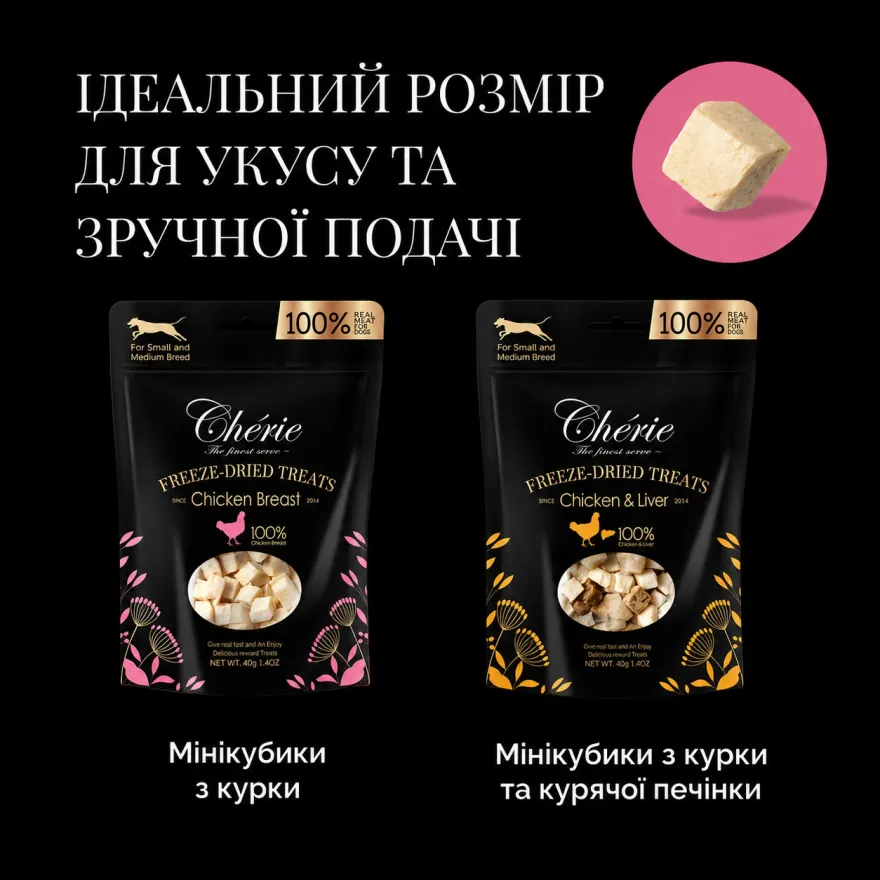 Ласощі для собак Cherie Dog Freeze-Dried Treats Chicken Breast Сублімована курка 40 г