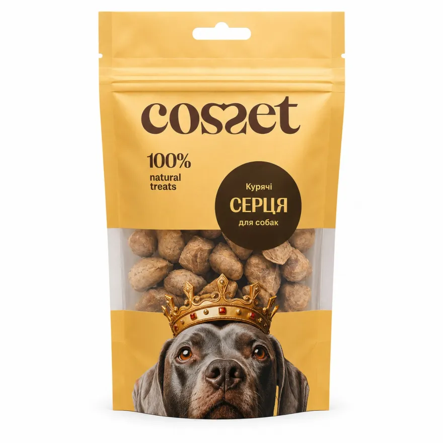 Ласощі для собак Cosset Ліофілізовані курячі серця 40г Ласощі для собак Cosset Ліофілізовані курячі серця 40г