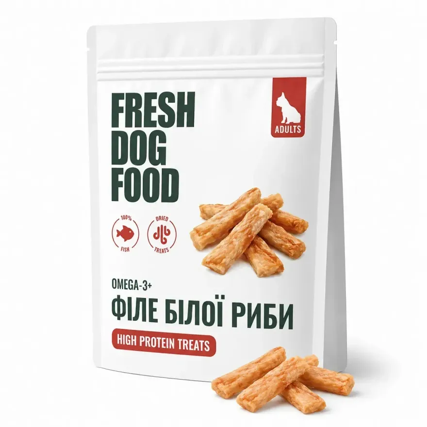 Ласощі для собак Fresh Dog Food Філе білої риби 70 г Ласощі для собак Fresh Dog Food Філе білої риби 70 г