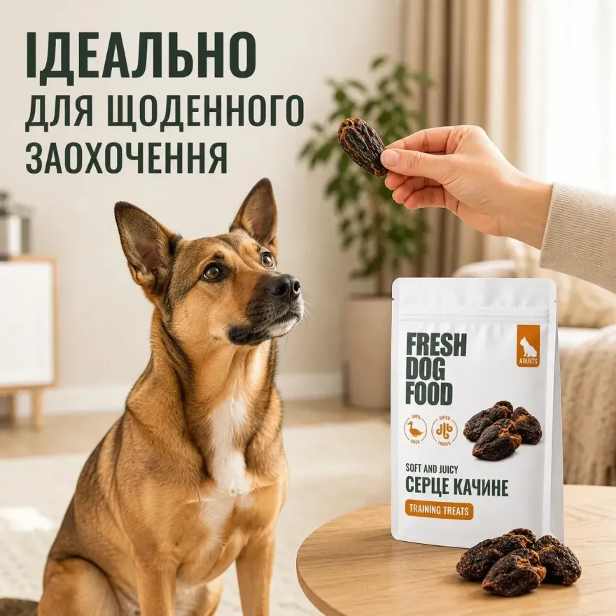 Ласощі для собак Fresh Dog Food Серце качине 250 г