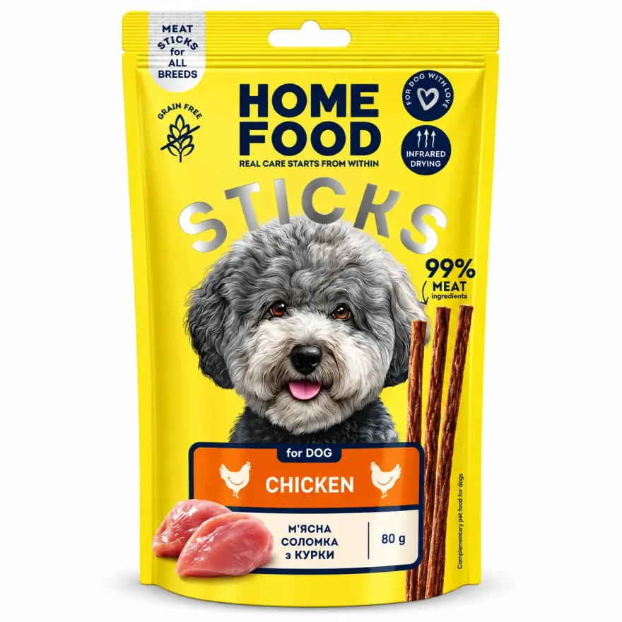Ласощі для собак Home Food Соломка з курки 80 г Ласощі для собак Home Food Соломка з курки 80 г