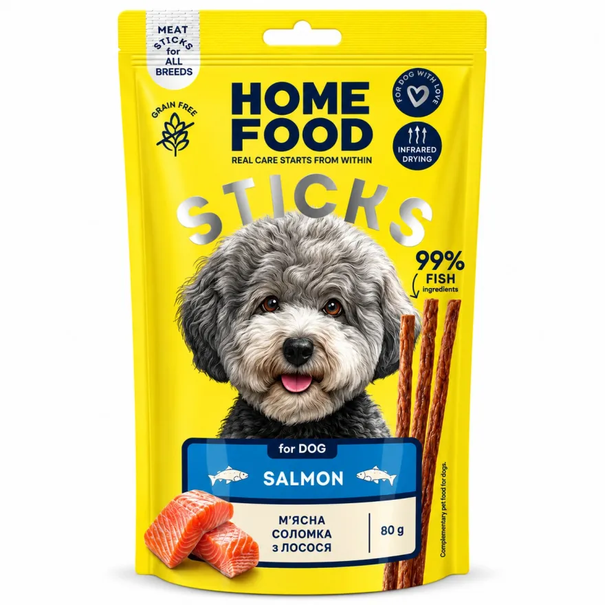 Ласощі для собак Home Food Соломка з лосося 80 г