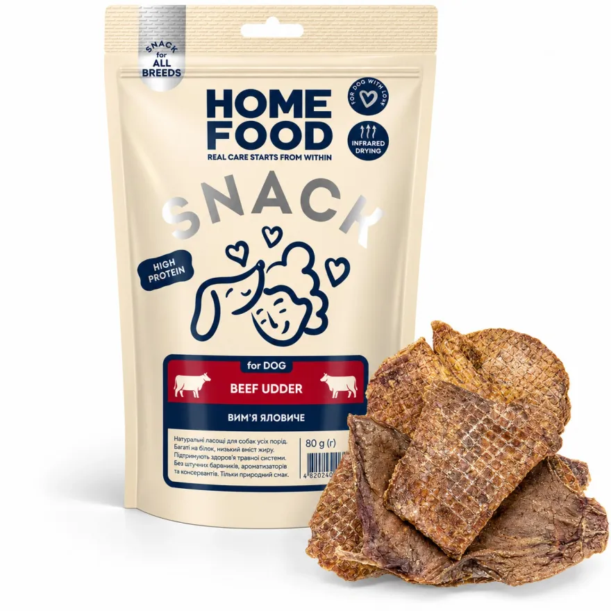 Ласощі для собак Home Food Вим'я яловиче 80 г