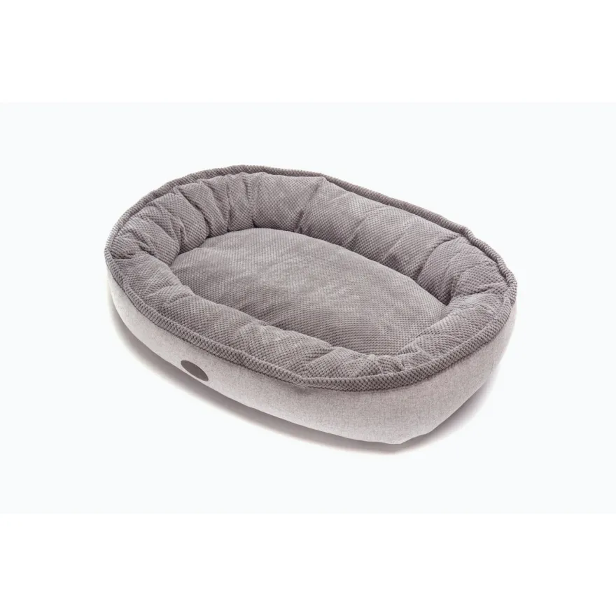 Лежак овальний Harley&Cho Donut Soft Touch Gray L сірий 90*70 см