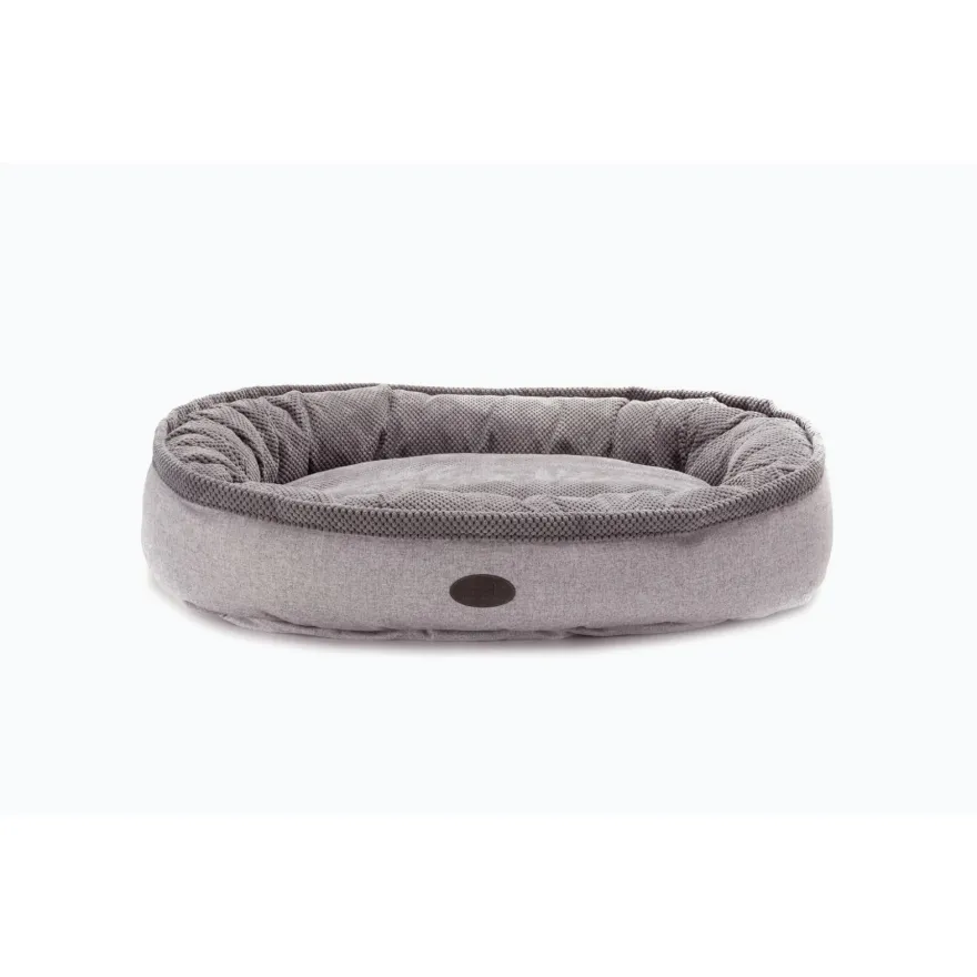 Лежак овальний Harley&Cho Donut Soft Touch Gray M сірий 80*60 см