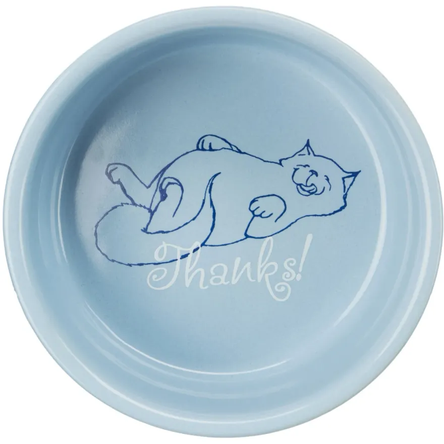 Миска для котів Trixie "Thanks for Service" керамічна синя 300 мл