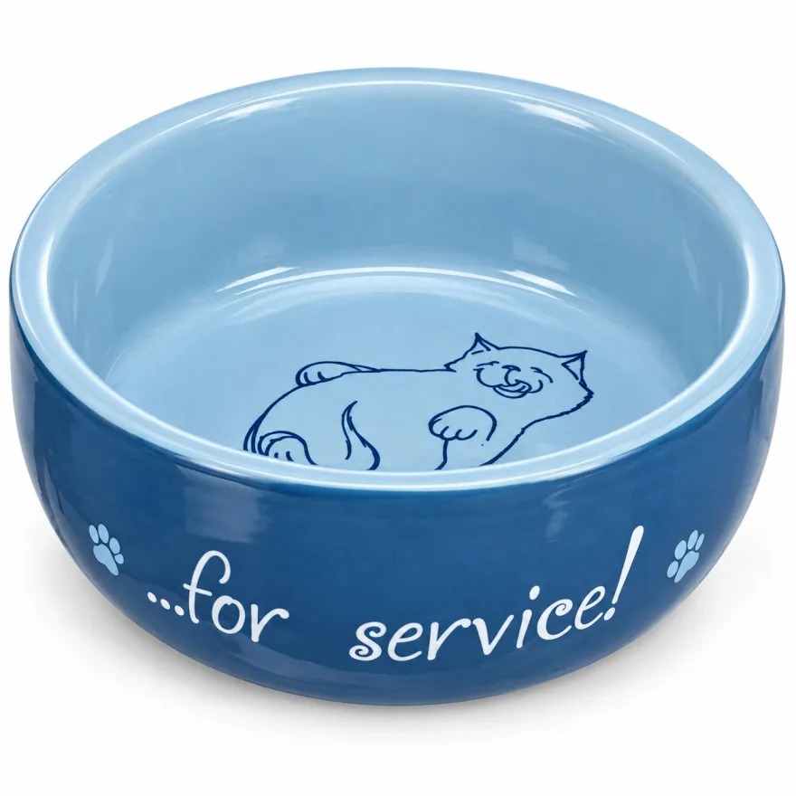 Миска для котів Trixie "Thanks for Service" керамічна синя 300 мл