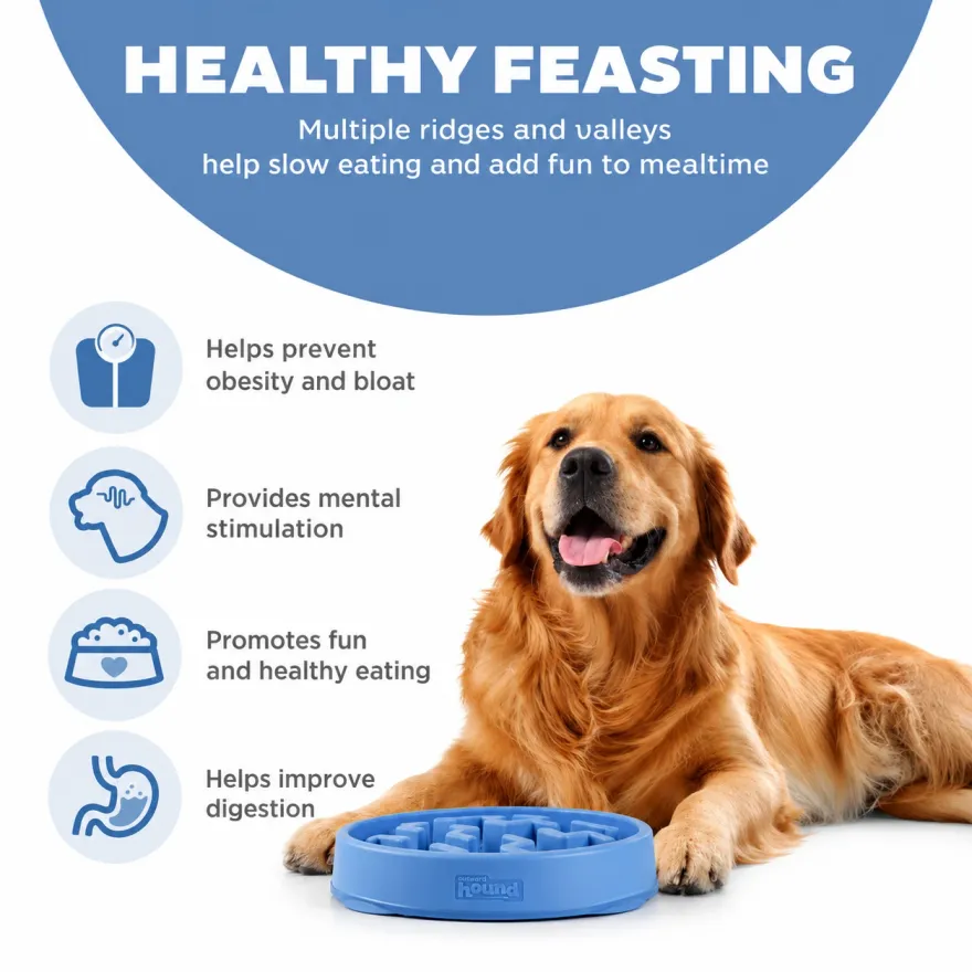 Миска для медленного питания Outward Hound Fun Feeder тетрис большая синяя