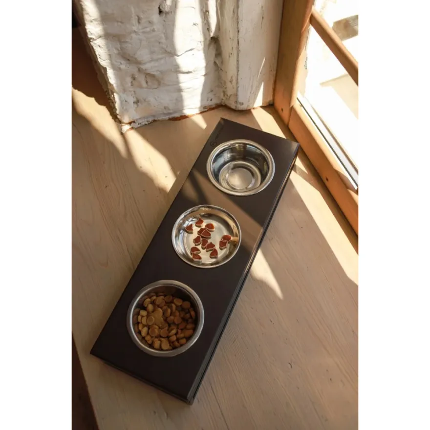 Миски на подставке Harley&Cho Lunch Bar Brown Wood + Black S (на 3 миски)