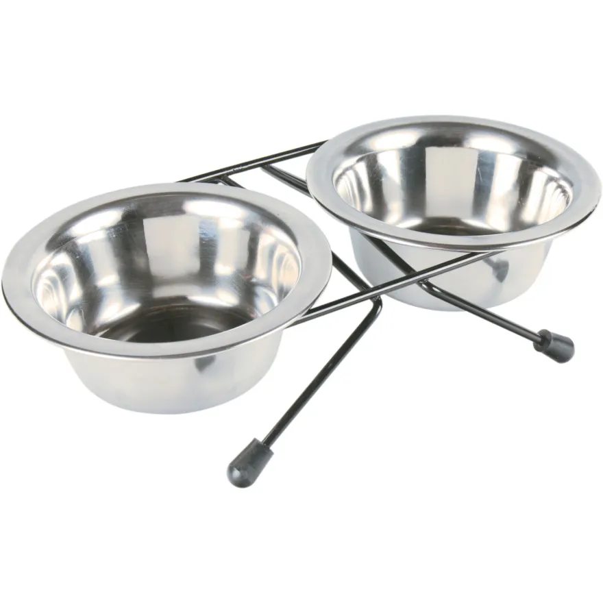Миски на підставці для котів і собак Trixie Bowl Set метал/нержавіюча сталь 2*450 мл / 6 см
