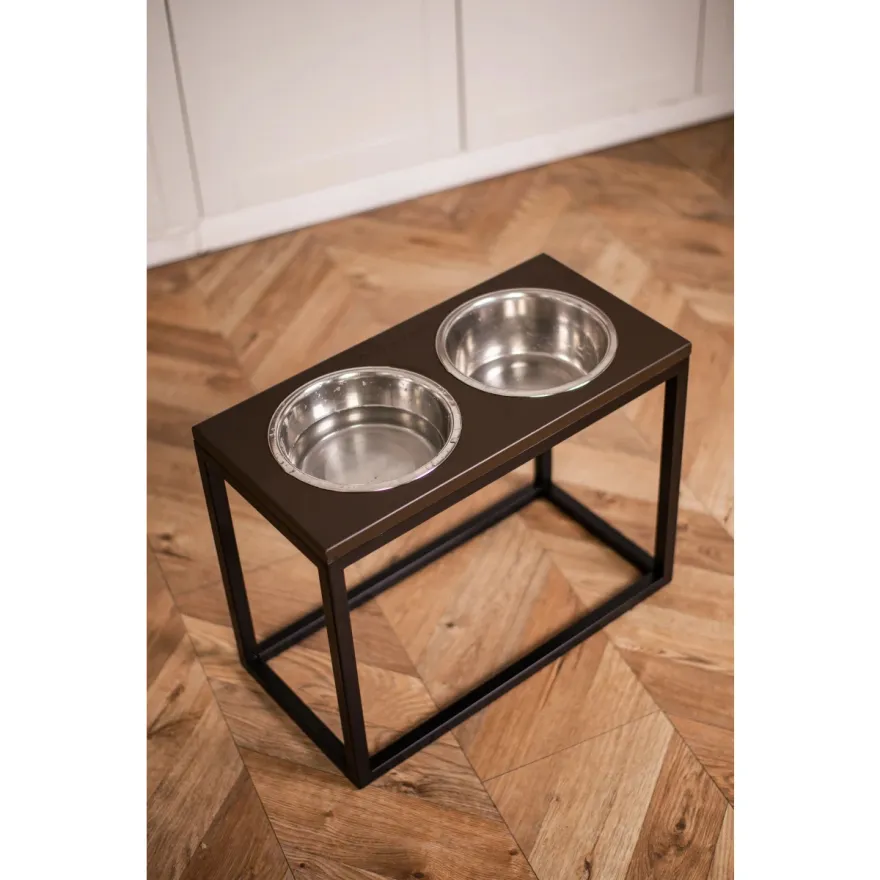 Миски на підставці для собак Harley&Cho Lunch Bar Brown Wood + Black XL40 дерево/сталь 2*1,8 л / 40 см