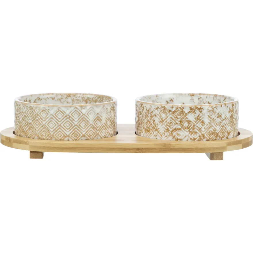 Миски на подставке для собак Trixie Bowl Set Ceramic/Bamboo керамика/бамбук 2*800 мл / 8 см