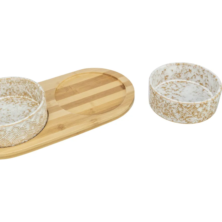 Миски на подставке для собак Trixie Bowl Set Ceramic/Bamboo керамика/бамбук 2*800 мл / 8 см