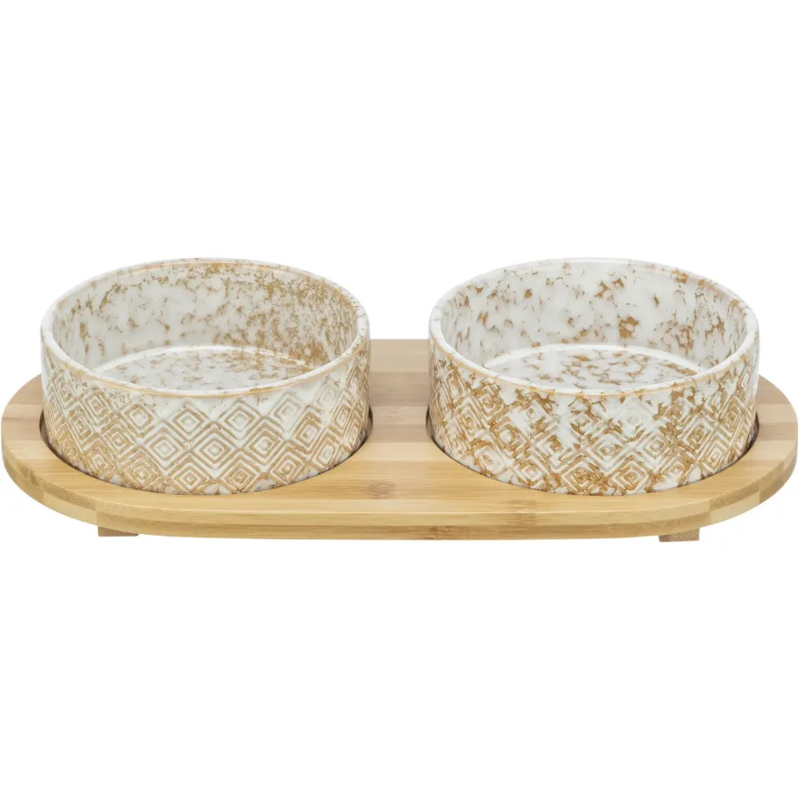 Миски на подставке для собак Trixie Bowl Set Ceramic/Bamboo керамика/бамбук 2*800 мл / 8 см