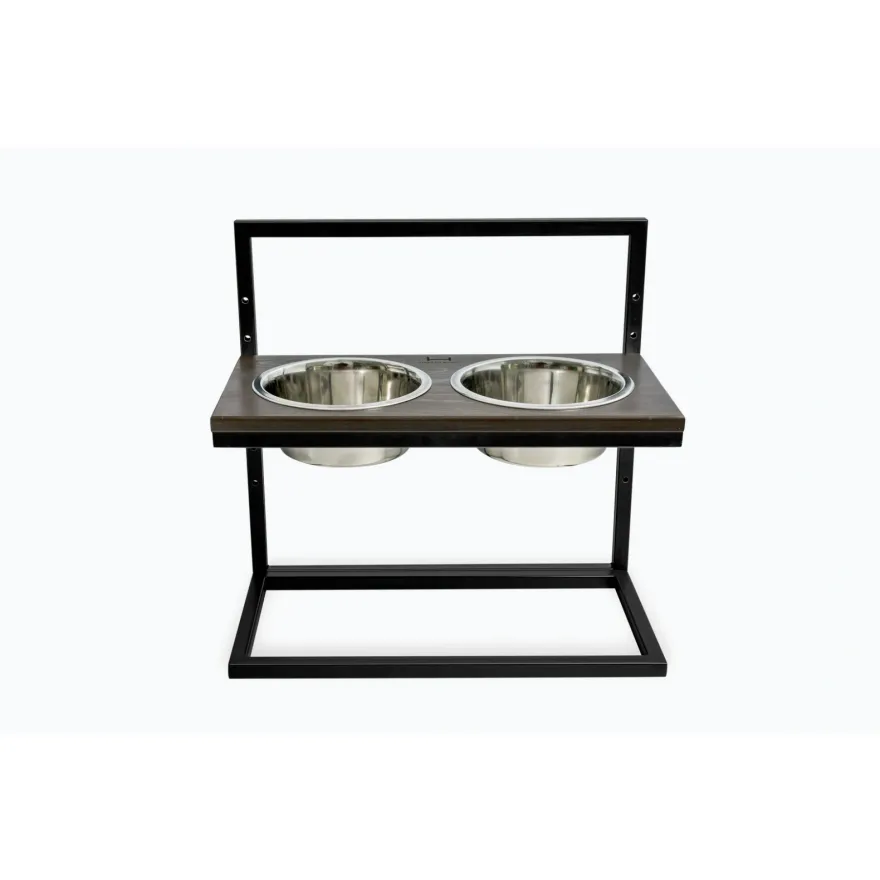 Миски на регулируемой подставке Harley&Cho Lift Brown Wood + Black L
