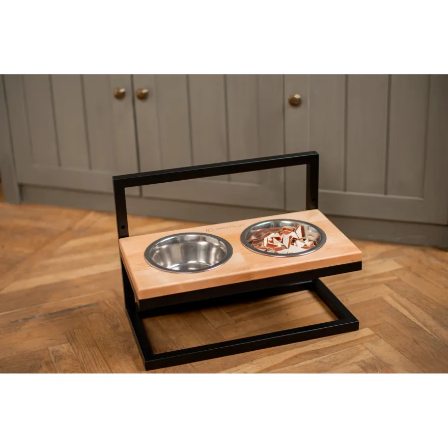 Миски на регулируемой подставке Harley&Cho Lift Natural Wood + Black M