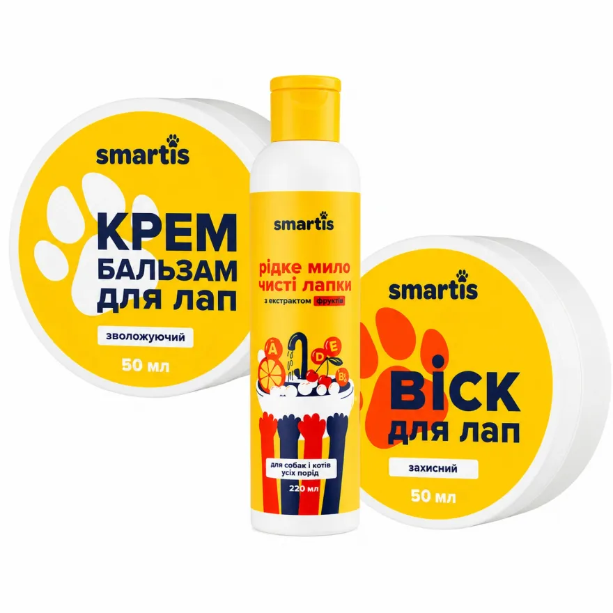 Набір для лап тварин Smartis віск, крем-бальзам, рідке мило