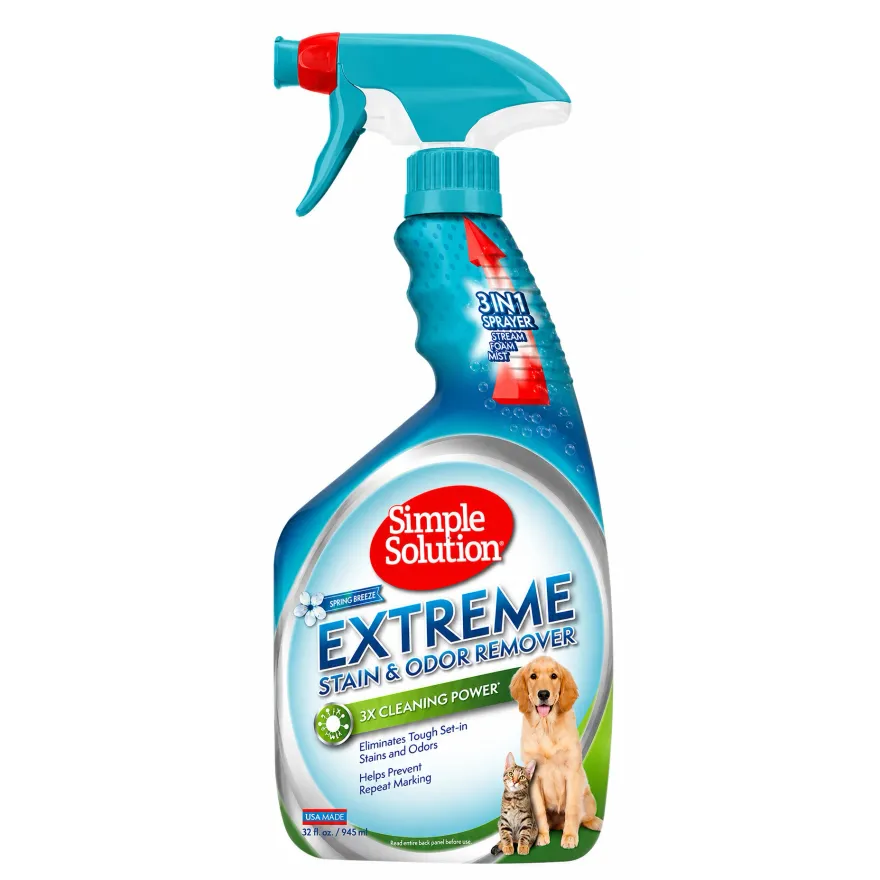 Надпотужний засіб Simple Solution Extreme Stain & Odor Remover для нейтралізації запахів та видалення плям з ароматом весняної свіжості 945 мл