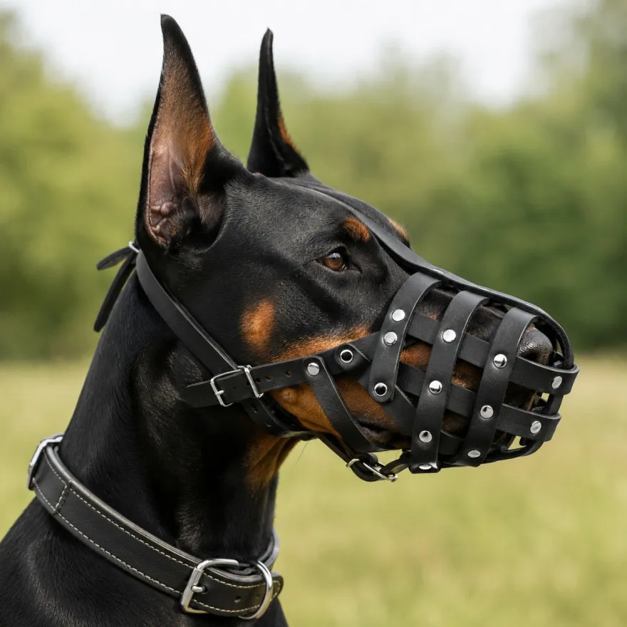 Намордник для собак CoLLaR твердий шкіряний №5 32*11 см чорний