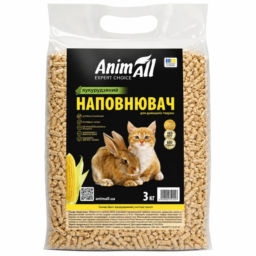 Наповнювач кукурудзяний Animall без аромату 3 кг