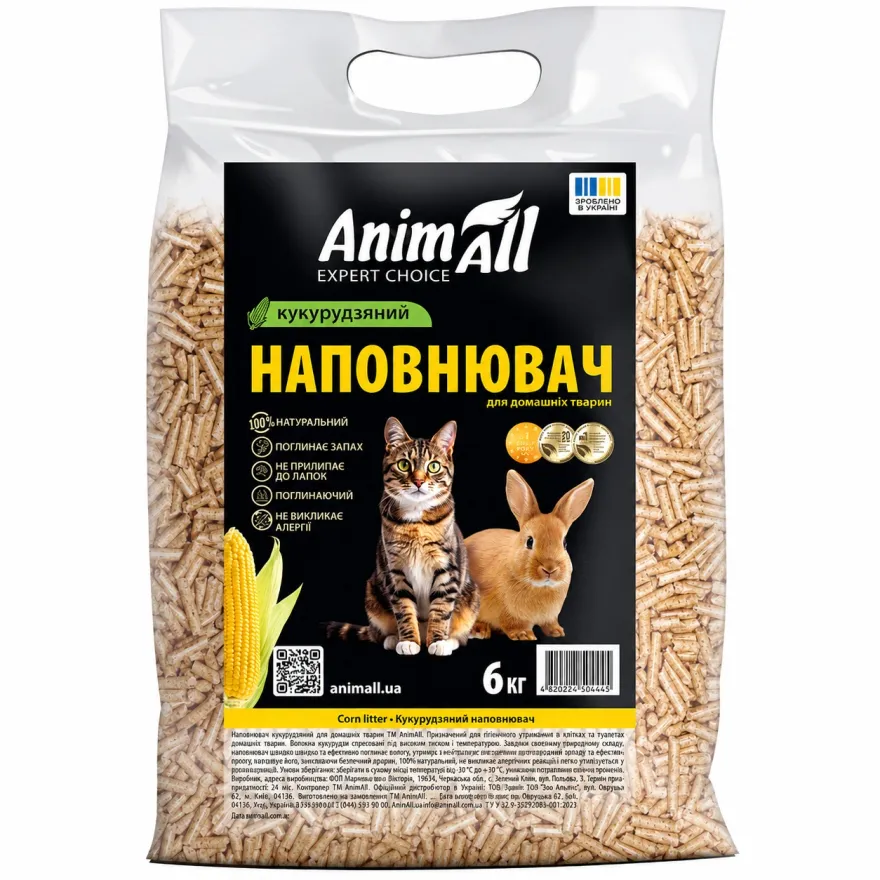 Наповнювач кукурудзяний Animall без аромату 6 кг