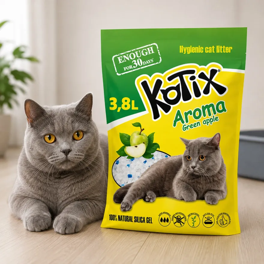 Наповнювач силікагелевий Kotix Green Apple з ароматом зеленого яблука 3,8 л