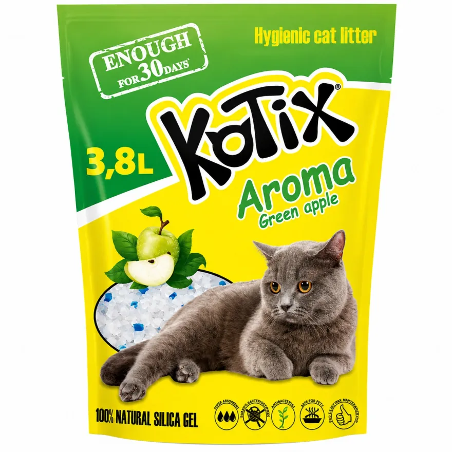 Наповнювач силікагелевий Kotix Green Apple з ароматом зеленого яблука 3,8 л