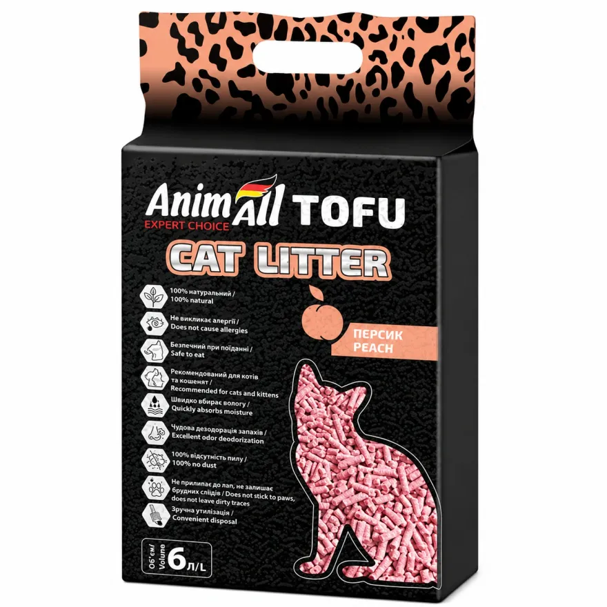 Наповнювач соєвий AnimAll Tofu з ароматом персика 6 л