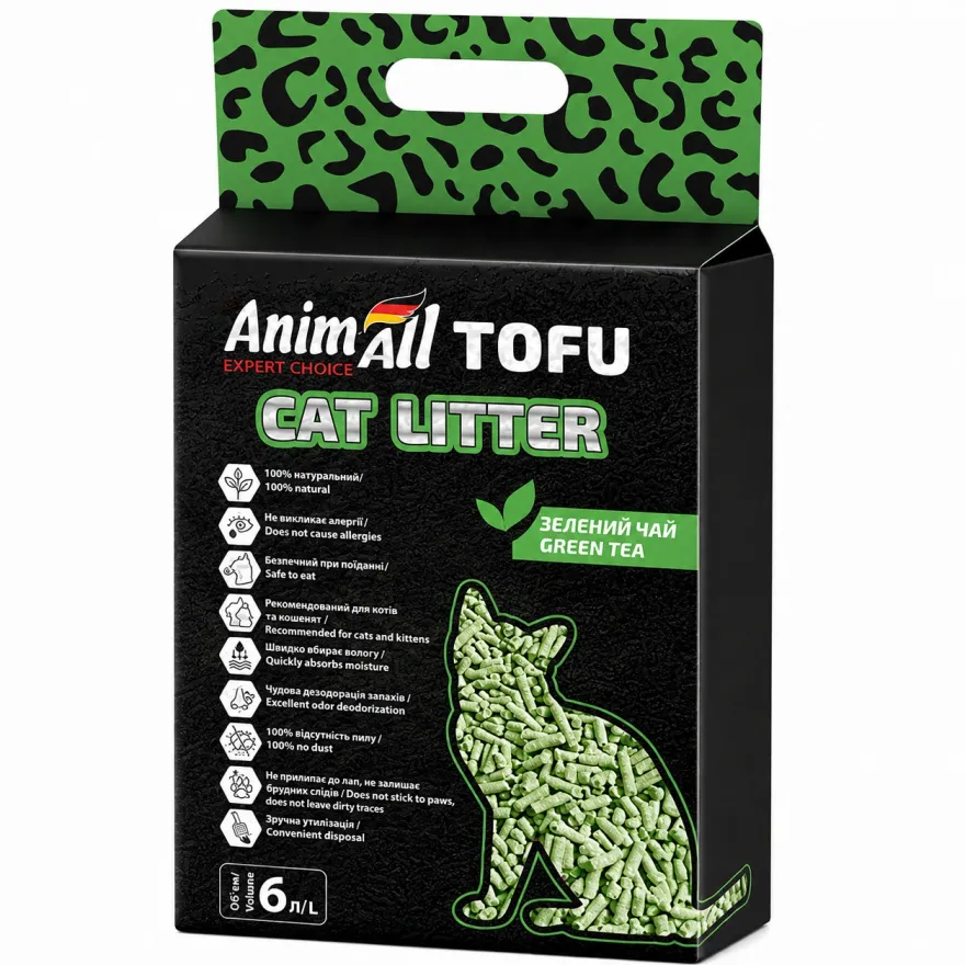 Наповнювач соєвий AnimAll Tofu з ароматом зеленого чаю 6 л