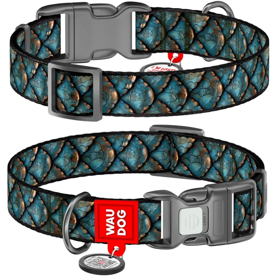 Нашийник для собак WAUDOG Nylon "Луска" нейлоновий S з QR-паспортом 25-35 см / 15 мм