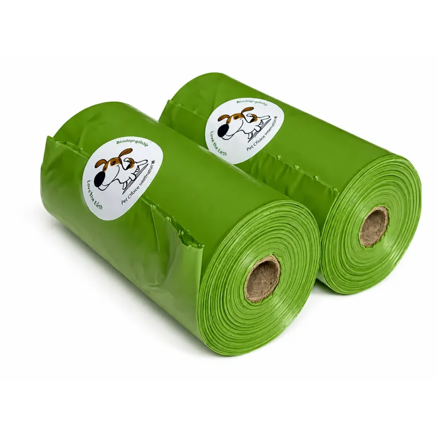 Пакети Poo Bags для прибирання за тваринами біорозкладні без запаху 15*8 шт зелені