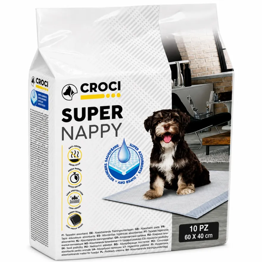 Пелюшки Croci Super Nappy щоденні для цуценят та дорослих собак 60*40 см 10 шт Пелюшки Croci Super Nappy щоденні для цуценят та дорослих собак 60*40 см 10 шт