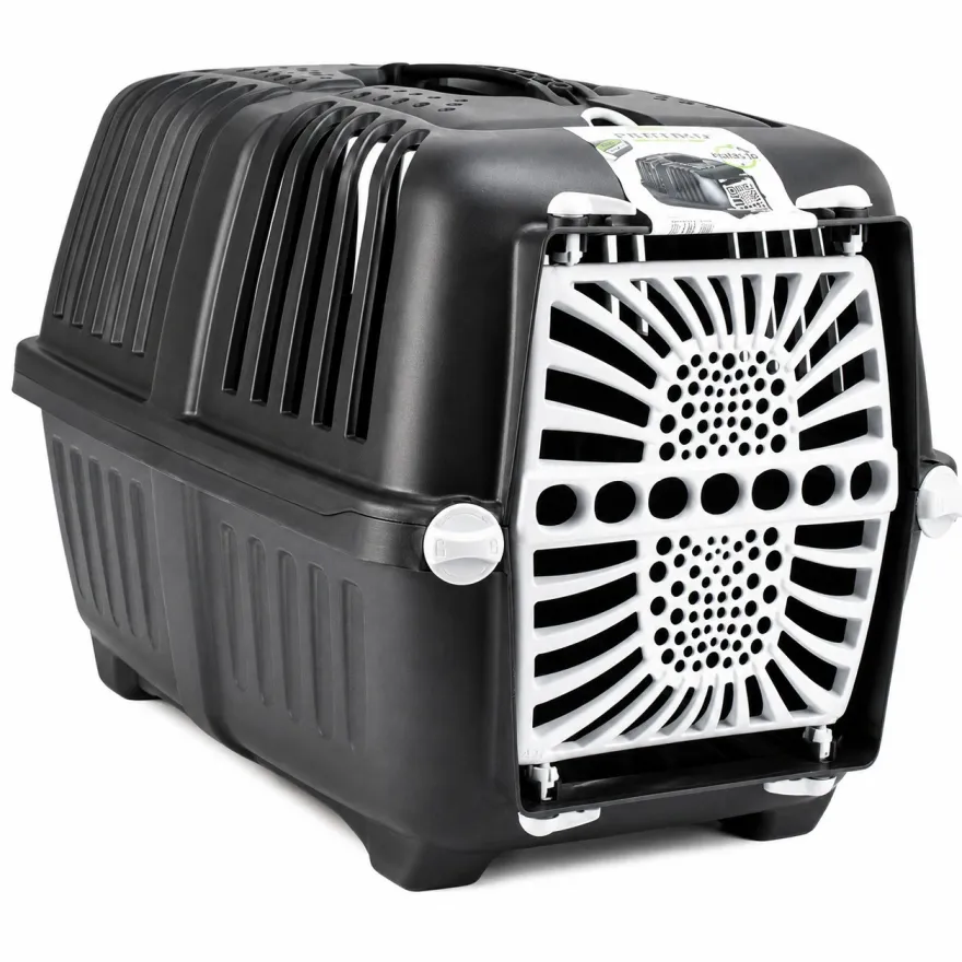 Переноска для котів та собак MPS Eco Pratiko 1 з пластиковими дверцятами 48*32*33 см чорна