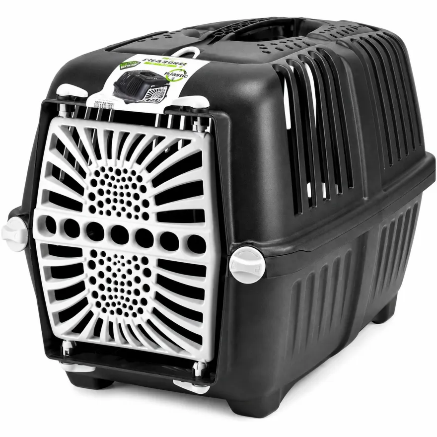 Переноска для котів та собак MPS Eco Pratiko 1 з пластиковими дверцятами 48*32*33 см чорна Переноска для котів та собак MPS Eco Pratiko 1 з пластиковими дверцятами 48*32*33 см чорна