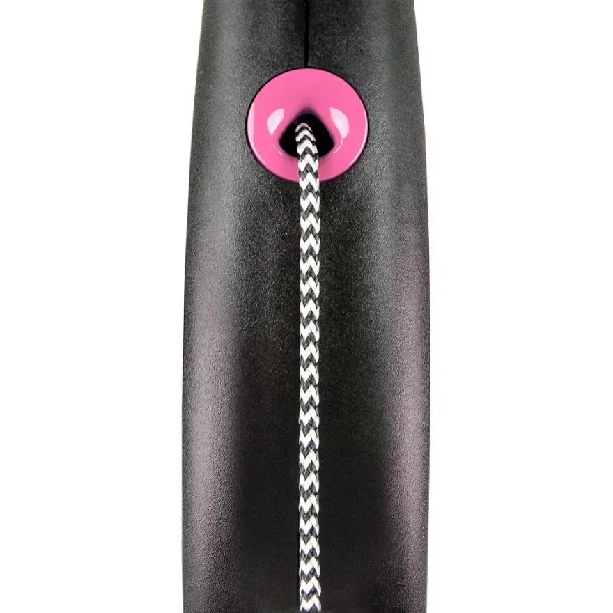 Повідець-рулетка Flexi Black Design M для собак вагою до 20 кг трос 5 м рожева