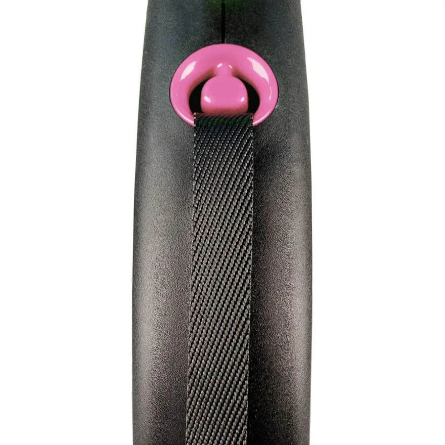 Повідець-рулетка Flexi Black Design M для собак вагою до 25 кг стрічка 5 м рожева