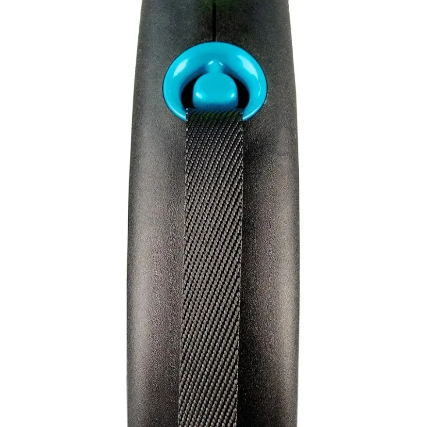 Повідець-рулетка Flexi Black Design S для собак вагою до 15 кг стрічка 5 м синя
