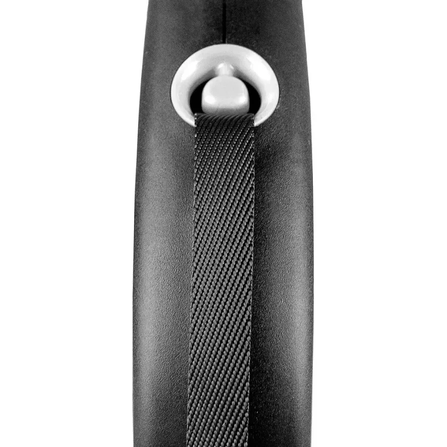 Повідець-рулетка Flexi Black Design S для собак вагою до 15 кг стрічка 5 м срібляста