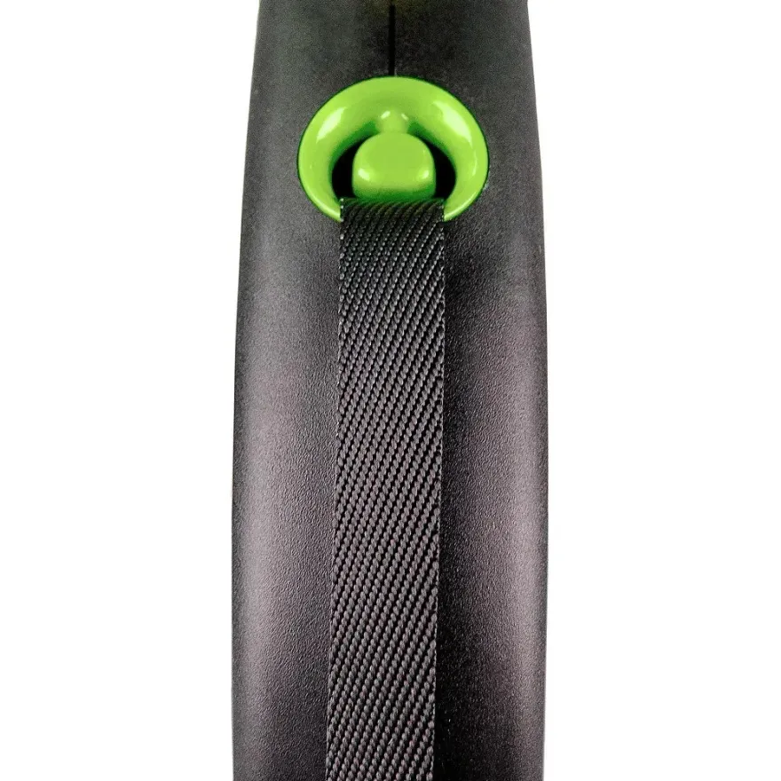 Повідець-рулетка Flexi Black Design S для собак вагою до 15 кг стрічка 5 м зелена