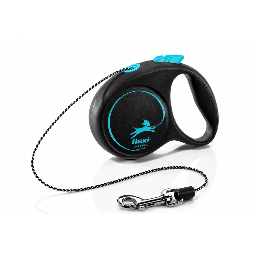 Повідець-рулетка Flexi Black Design XS для собак вагою до 8 кг трос 3 м синя