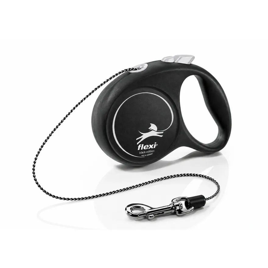 Повідець-рулетка Flexi Black Design XS для собак вагою до 8 кг трос 3 м срібляста