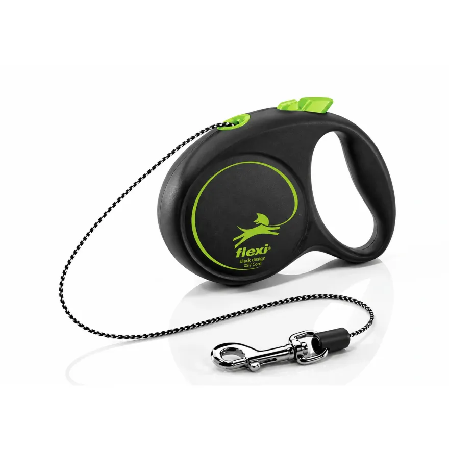 Повідець-рулетка Flexi Black Design XS для собак вагою до 8 кг трос 3 м зелена