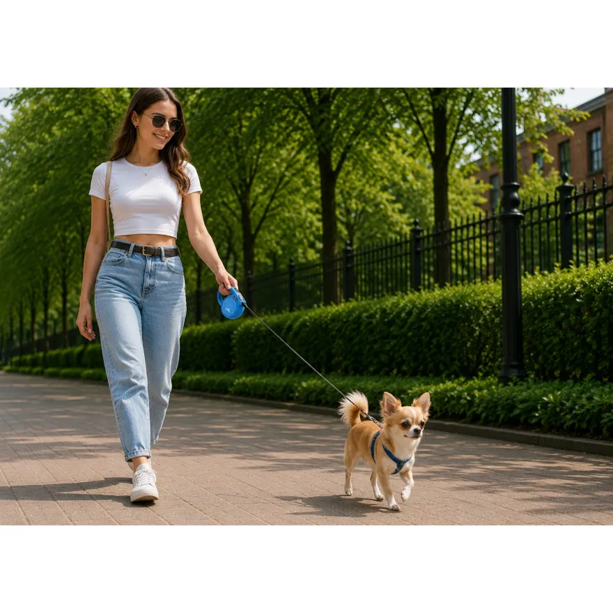 Повідець-рулетка Flexi New Classic S для собак вагою до 12 кг трос 5 м синя
