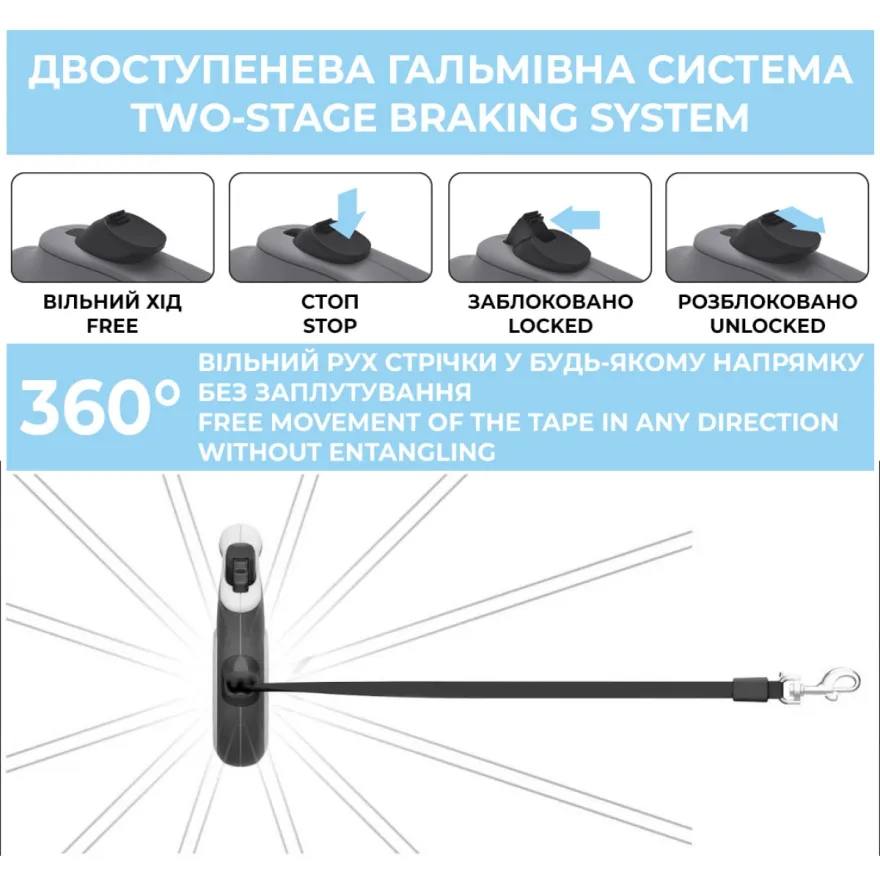 Повідець-рулетка WAUDOG R-leash "Мілітарі" S для собак вагою до 15 кг стрічка 5 м