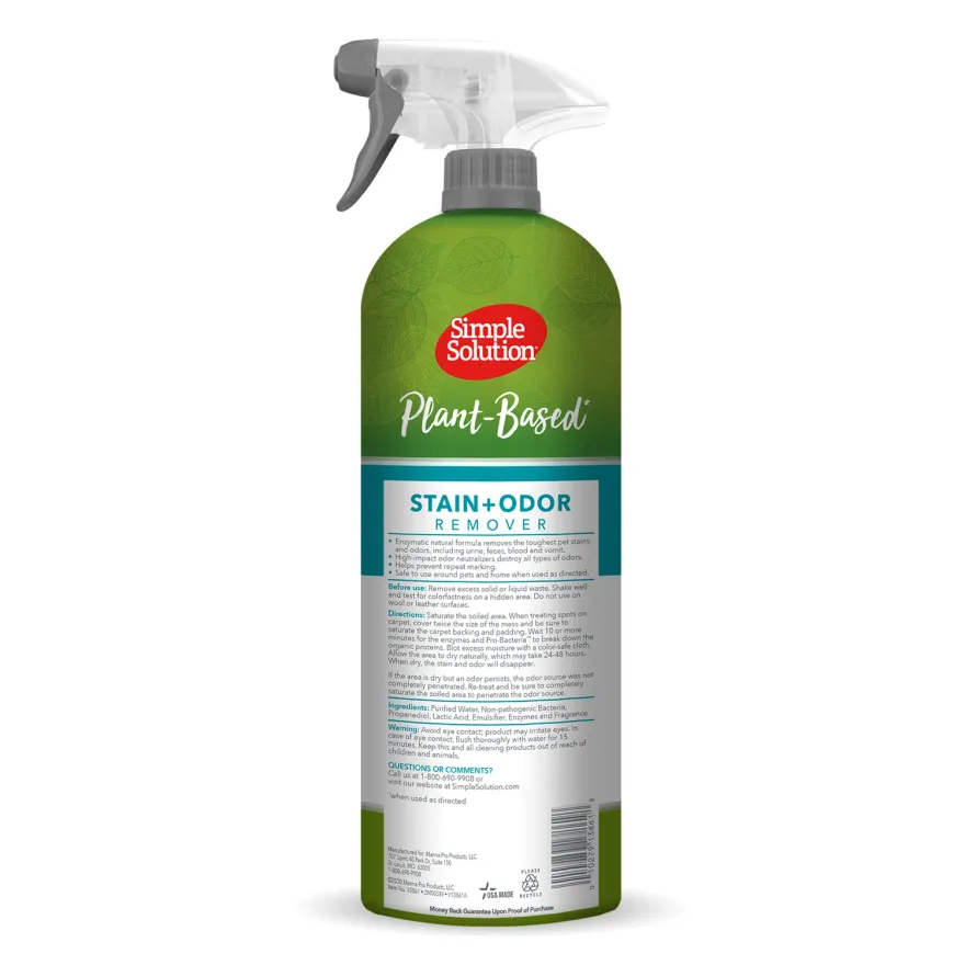 Рослинний засіб Simple Solution Plant-Based Stain & Odour Remover для нейтралізації запахів та видалення плям від життєдіяльності тварин 945 мл